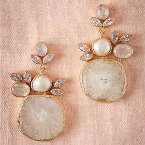 BHLDN Quartz, Pearl and Moonstone Statement Earrings